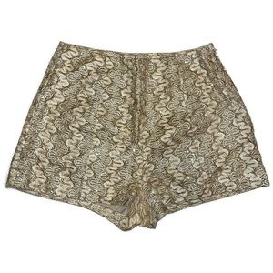 Mustard Seed Gold Metallic Lace High Waist Shorts